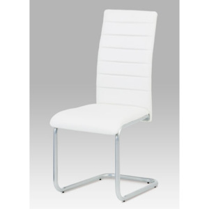 Autronic Jídelní židle, koženka bílá / šedý lak DCL-102 WT