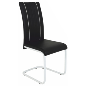 Jídelní židle v černé barvě na chromových nohách s prošíváním TK2032