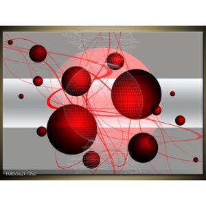 Abstraktní obraz - červených koulí (70x50 cm)