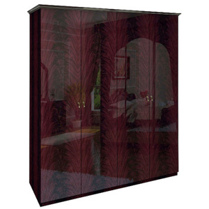 Čtyřdveřová šatní skříň PAPER bez zrcadla, 189,5x215x59,5, mahagoni