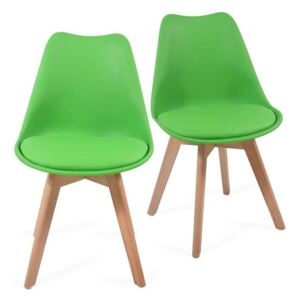 Sada jídelních židlí s plastovým sedákem, 2 ks, zelené