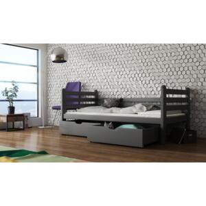 Dětská postel 80 cm Somer (s roštem a úl. prostorem) (grafit)