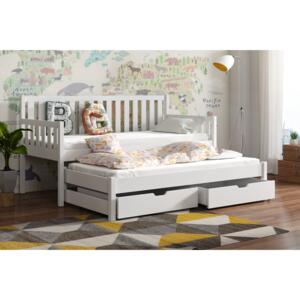 Dětská postel 90 cm SUZI (s roštem a úl. prostorem) (bílá)