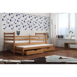 Dětská postel 90 cm MONTY (s roštem a úl. prostorem) (buk)