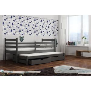 Dětská postel 90 cm MONTY (s roštem a úl. prostorem) (grafit)