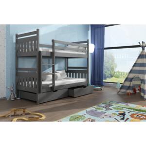 Dětská postel 80 cm ARAS (s roštem a úl. prostorem) (grafit)