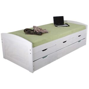 Rozkládací postel 90 cm Marinella (s roštem) (bílá)