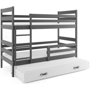Patrová postel s přistýlkou ERYK 3 90x200 cm, grafitová/bílá Pěnová matrace
