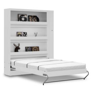 Vertikální sklápěcí postel 140x200 s volitelnou skříní - Bílý mat
