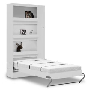 Vertikální sklápěcí postel 90x200 s volitelnou skříní - Bílý mat