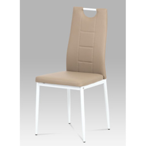 Autronic Jídelní židle koženka cappuccino / bílý lak AC-1230 CAP