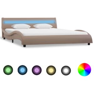 Rám postele s LED cappuccino umělá kůže 120 x 200 cm