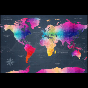 Murando DeLuxe Mapa na korkové tabuli - barevné krystalky 60x40 cm
