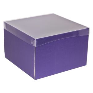 Dárková krabice s průhledným víkem 300x300x200/35 mm, fialová