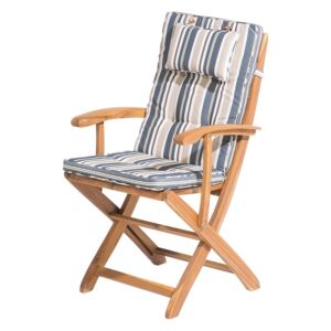 Zahradní dřevěná židle s pruhovaným polštářem MAUI