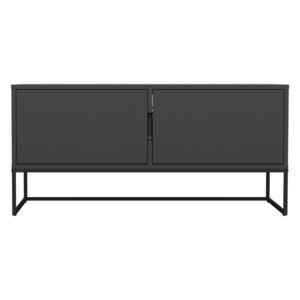 Černý dvoudveřový TV stolek s kovovými nohami v černé barvě Tenzo Lipp, šířka 118 cm