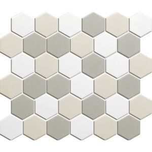 The Mosaic Factory Keramická mozaika bílá; šedá HEX White Mix hexagony 5,1x5,9 (28,1x32,5) cm - LOH10MIX2