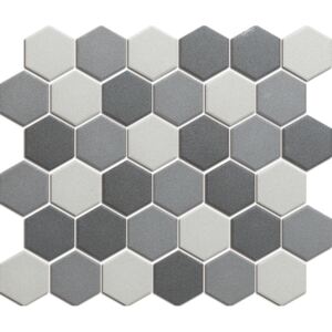 The Mosaic Factory Keramická mozaika šedá Dark Grey Mix hexagony 5,1x5,9 (28,1x32,5) cm - LOH10MIX1
