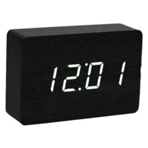 Černý budík s bílým LED displejem Gingko Brick Click Clock