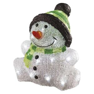 LED vánoční sněhulák, 24cm, venkovní, studená bílá, časovač