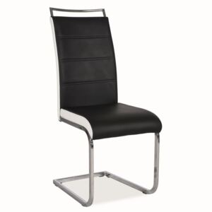 Jídelní židle čalouněná ekokůží v černé a bílé barvě na kovové konstrukci KN915