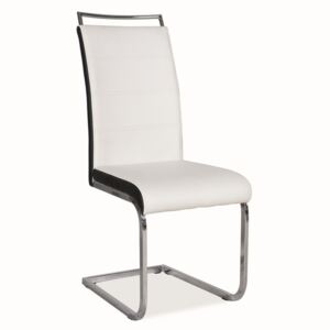 Jídelní židle čalouněná ekokůží v bílé a černé barvě na kovové konstrukci KN915