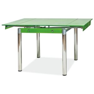 Jídelní rozkládací stůl 80x80 cm z tvrzeného skla v zelené barvě KN022