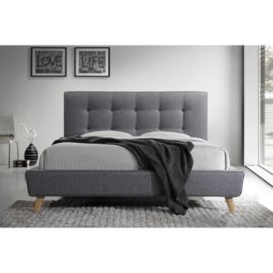 Manželská postel s vysokým čelem 160x200 cm v šedé barvě s roštem KN726
