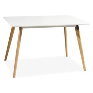 Jídelní stůl 140 cm v bílém laku s dekorem dub KN619