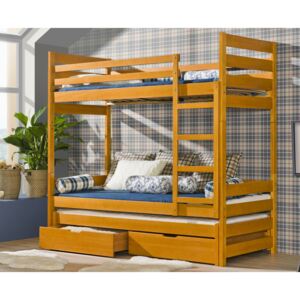 Dětská postel poschoďová FILIP s přistýlkou a možností výběru barvy