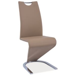 Jídelní čalouněná židle v béžové ekokůži na kovové konstrukci KN696