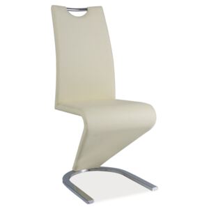 Jídelní čalouněná židle v krémové ekokůži na kovové konstrukci KN696