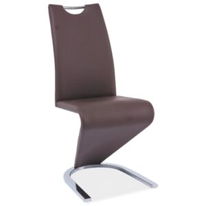 Jídelní čalouněná židle v hnědé ekokůži na kovové konstrukci KN696