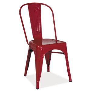 Industriální jídelní kovová židle v červené barvě KN380