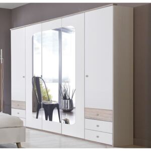 Moderní šatní skříň v barevné kombinaci dub a bílé barvy typ 580 KN077