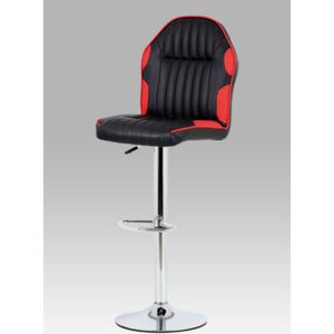 Barová židle koženka černočervená chrom AUB-610 RED