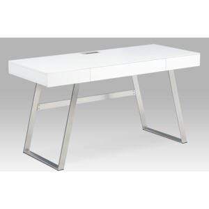Pracovní stůl 140x60 cm se šuplíky v bílé matné barvě s kovovou konstrukcí APC-601 WT