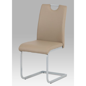Autronic Jídelní židle koženka cappuccino/ šedý lak DCL-121 CAP