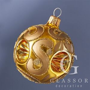 Skleněné vánoční ozdoby - píchaná kulička ve zlatém laku
