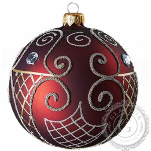 Vánoční koule červená s kamínky