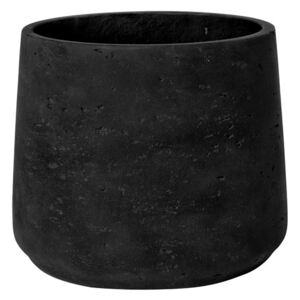 Pottery Pots Venkovní květináč kulatý Patt XL, Black Washed (barva tmavě šedá), kolekce Rough, materiál Fiberclay, průměr 23 cm x v 19,5 cm, objem cca 5 l