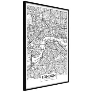 Bimago Zarámovaný obraz - City Map: London Černý rám 40x60 cm