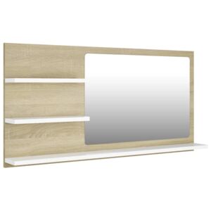 Koupelnové zrcadlo - 90x10,5x45 cm - dřevotříska | bílé dub sonoma