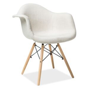 Jídelní čalouněná židle v béžové barvě s dřevěnou konstrukcí KN901