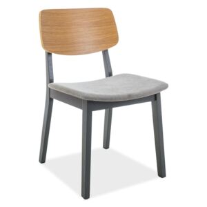 Jídelní čalouněná židle v šedých barvách a dekoru dub KN1283