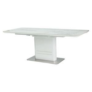 Jídelní rozkládací stůl 90x160 cm v bílém laku s kovovou konstrukcí KN738