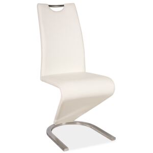 Jídelní čalouněná židle v bílé ekokůži na kovové konstrukci KN696