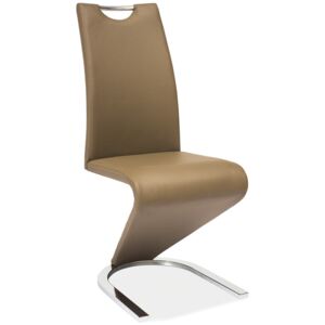 Jídelní čalouněná židle v ekokůži cappuccino na kovové konstrukci KN696