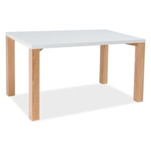 Jídelní stůl 120x80 cm v bílé barvě s dekorem buku KN554