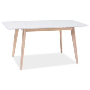 Jídelní rozkládací stůl 160x80 cm v bílé barvě s konstrukcí v dekoru dub bělený KN470